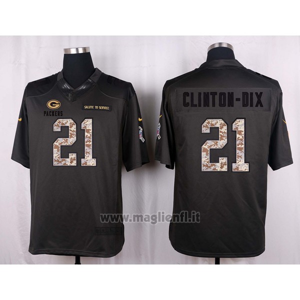 Maglia NFL Anthracite Green Bay Packers Clinton-dix 2016 Salute To Service